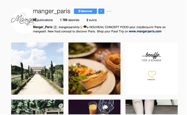 capture d’écran compte Instagram MangerParis