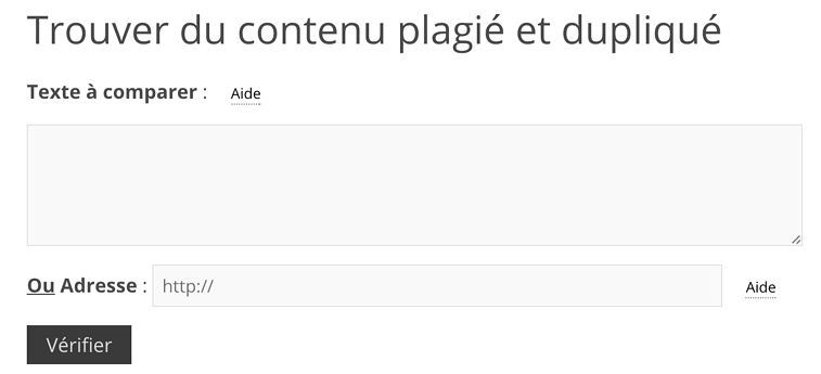 formulaire posieto pour trouver du contenu plagié et dupliqué